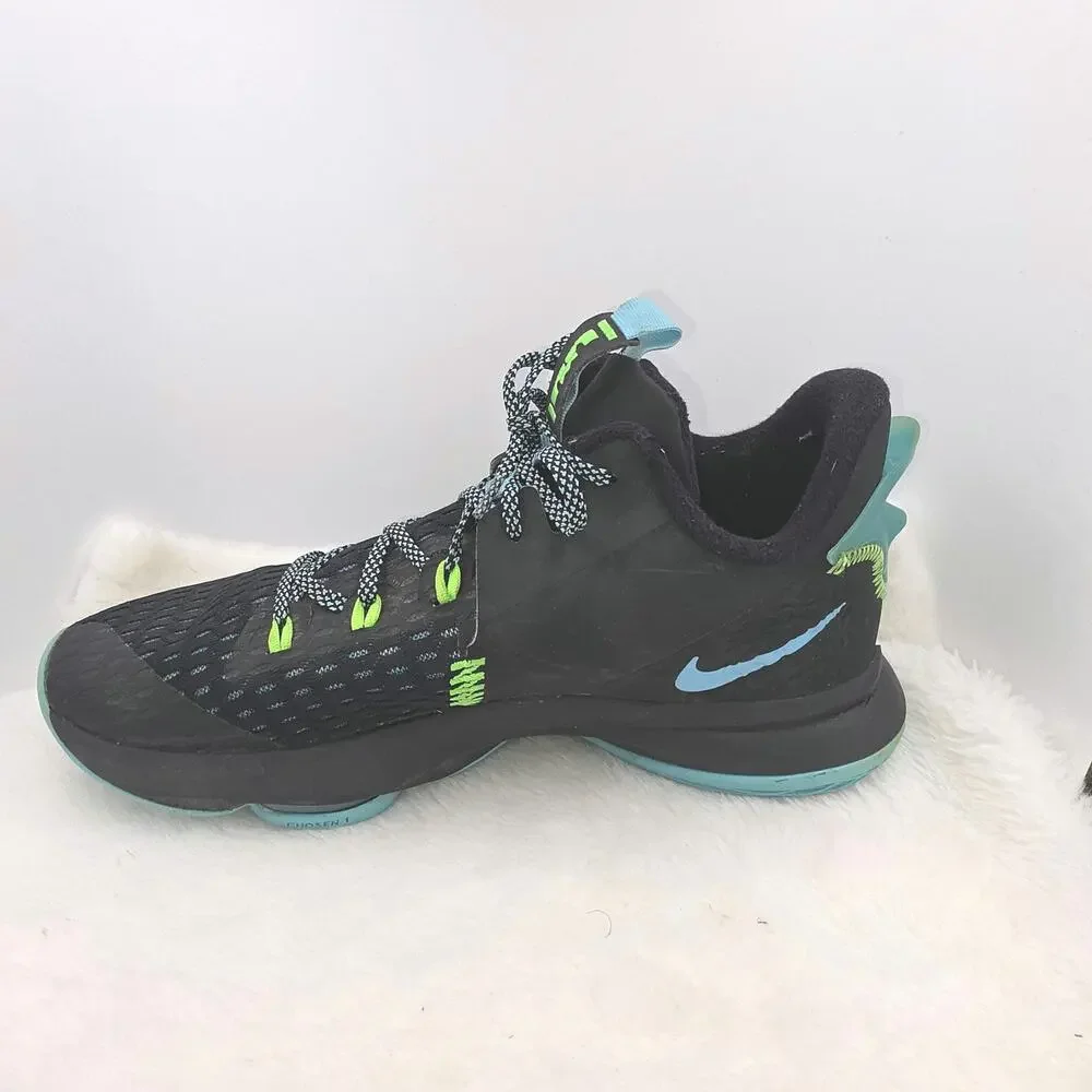 NIKE Lebron Witness 5  Athletic Shoes Black/Lagoon Pulse Green Colorway Men 11.5